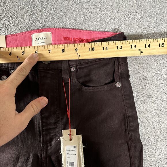 NWT AO L.A High Rise Ankle Skinny Jeans Alice + Olivia Wine/Bubblegum Size 26 - Picture 6 of 15